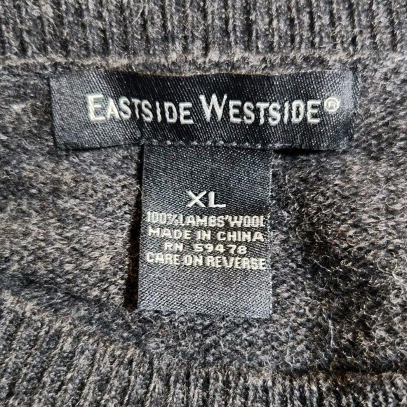 Vintage 90s Eastside Westside XL $198 Gray Marble 100% Lambswool Sweater - Picture 3 of 10